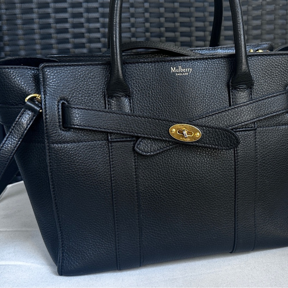Mulberry Black Pebbled Leather Tote with Gold Hardware - Picture 2 of 12